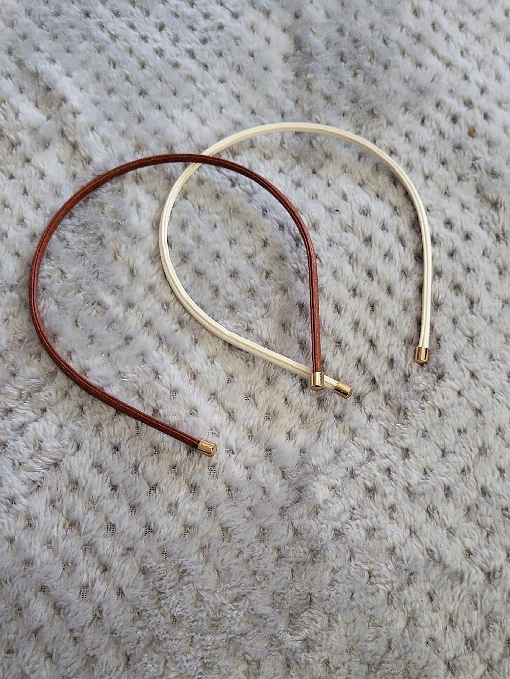 Nwot Nordstrom Leather Gold-Tip Headbands in Brown and Cream